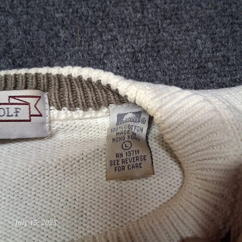 Vintage John Ashford Golf‎ Sweater Mens Size Large White